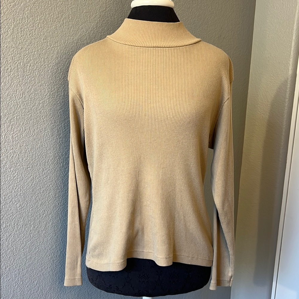 The Limited Vintage Classic Beige Ribbed Turtleneck Sweater Size XL